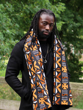 Charger l&#39;image dans la galerie, African print Winter scarf for Adults Unisex - Brown mud
