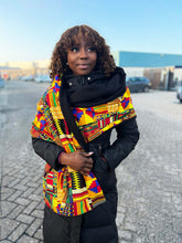 Afbeelding in Gallery-weergave laden, African print Winter scarf for Adults Unisex - Yellow Multicolor kente
