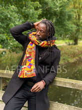 Afbeelding in Gallery-weergave laden, African print Winter scarf for Adults Unisex - Yellow Multicolor kente
