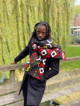 Load image into Gallery viewer, African print Winter scarf for Adults Unisex - Black / red
