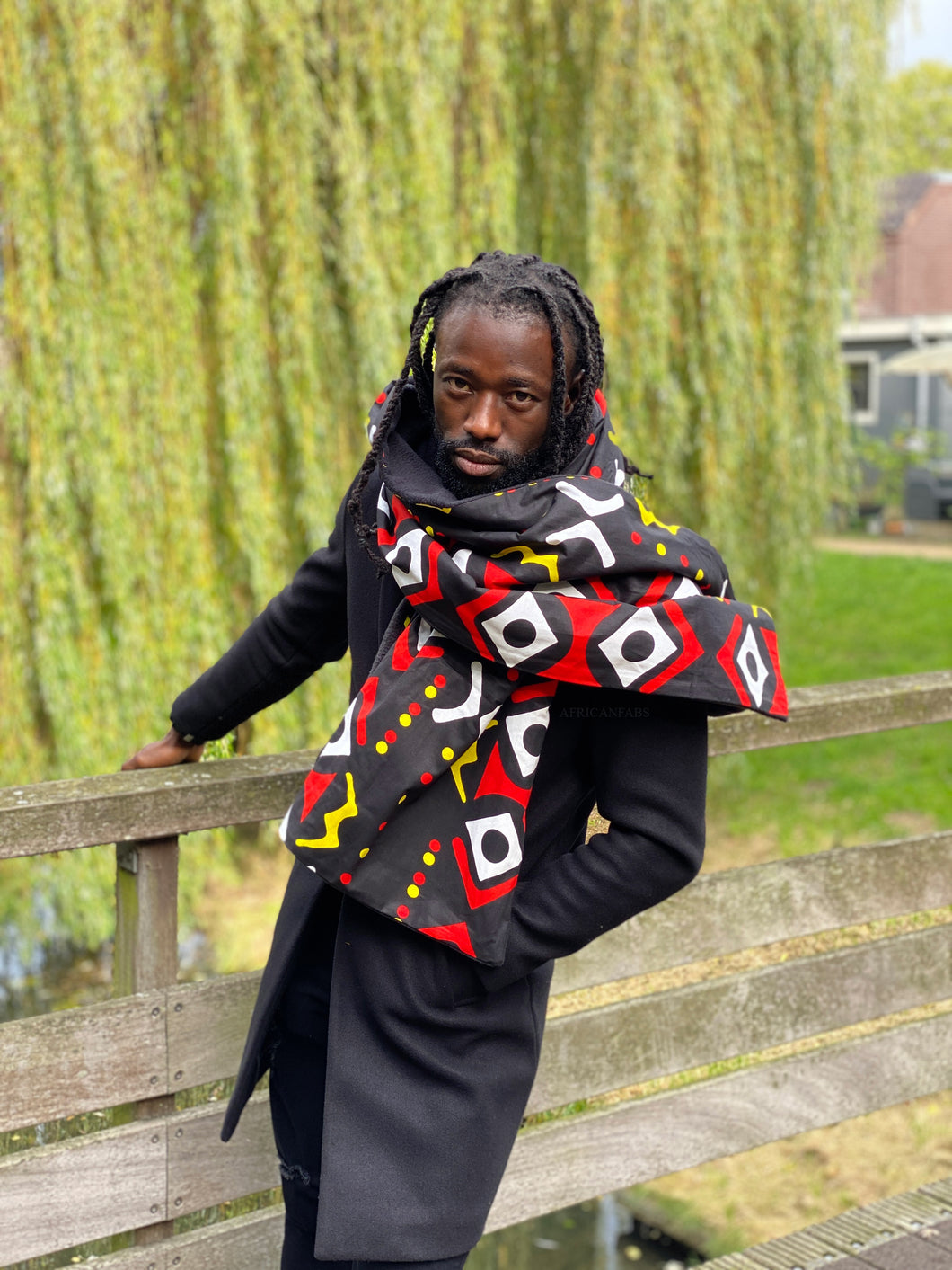 Foulard d'hiver imprimé africain pour Adultes Unisexe - Noir / rouge