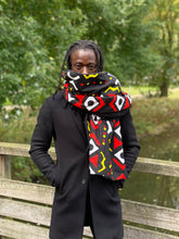 Afbeelding in Gallery-weergave laden, Afrikaanse print Wintersjaal voor volwassenen Unisex - Zwart/rood
