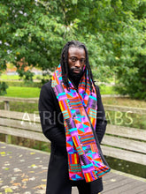 Load image into Gallery viewer, African print Winter scarf for Adults Unisex - Purple / pink kente
