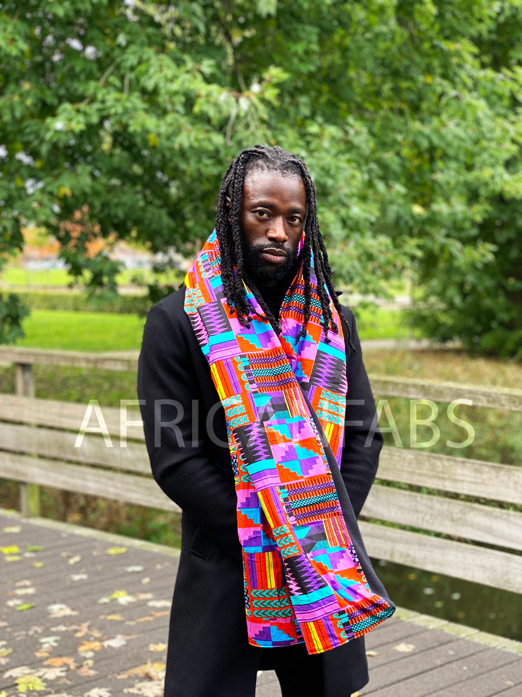 African print Winter scarf for Adults Unisex - Purple / pink kente