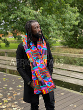 Load image into Gallery viewer, African print Winter scarf for Adults Unisex - Purple / pink kente
