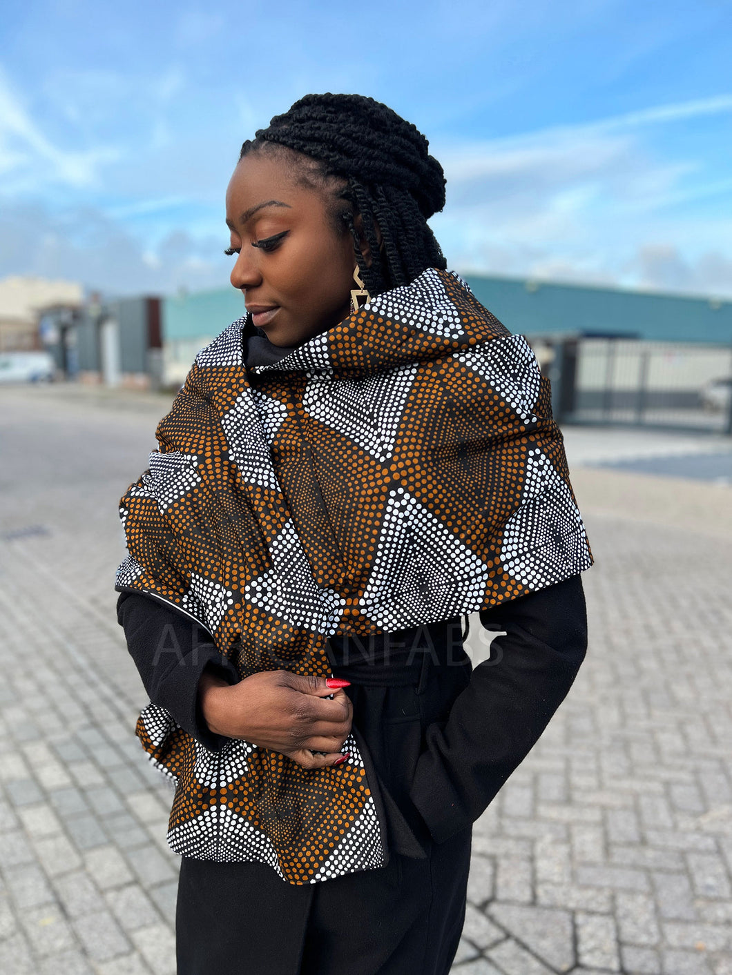 Afrikaanse print Wintersjaal voor volwassenen Unisex - Mosterd / bruin