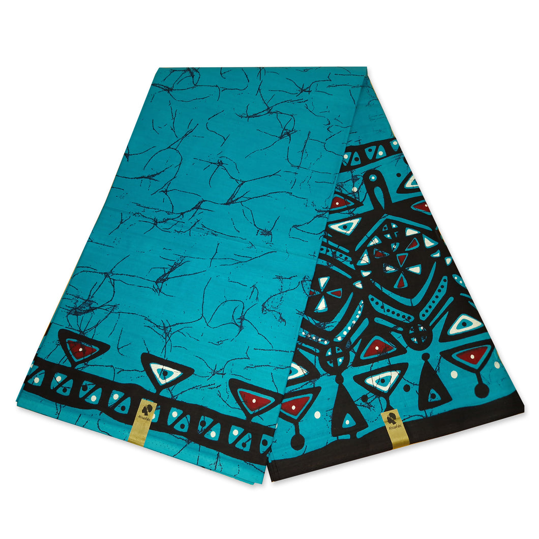 6 Yards - Tissu imprimé africain - Turquoise / bleu Kampala - 100% coton