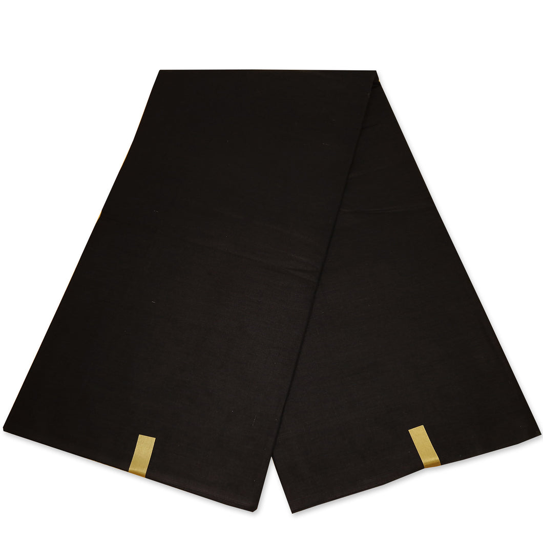 6 Yards - Black Plain Fabric - Black solid color - 100% cotton