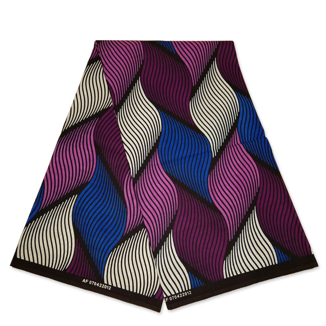 6 Yards - Afrikaanse print stof - Purple Swirl - 100% katoen
