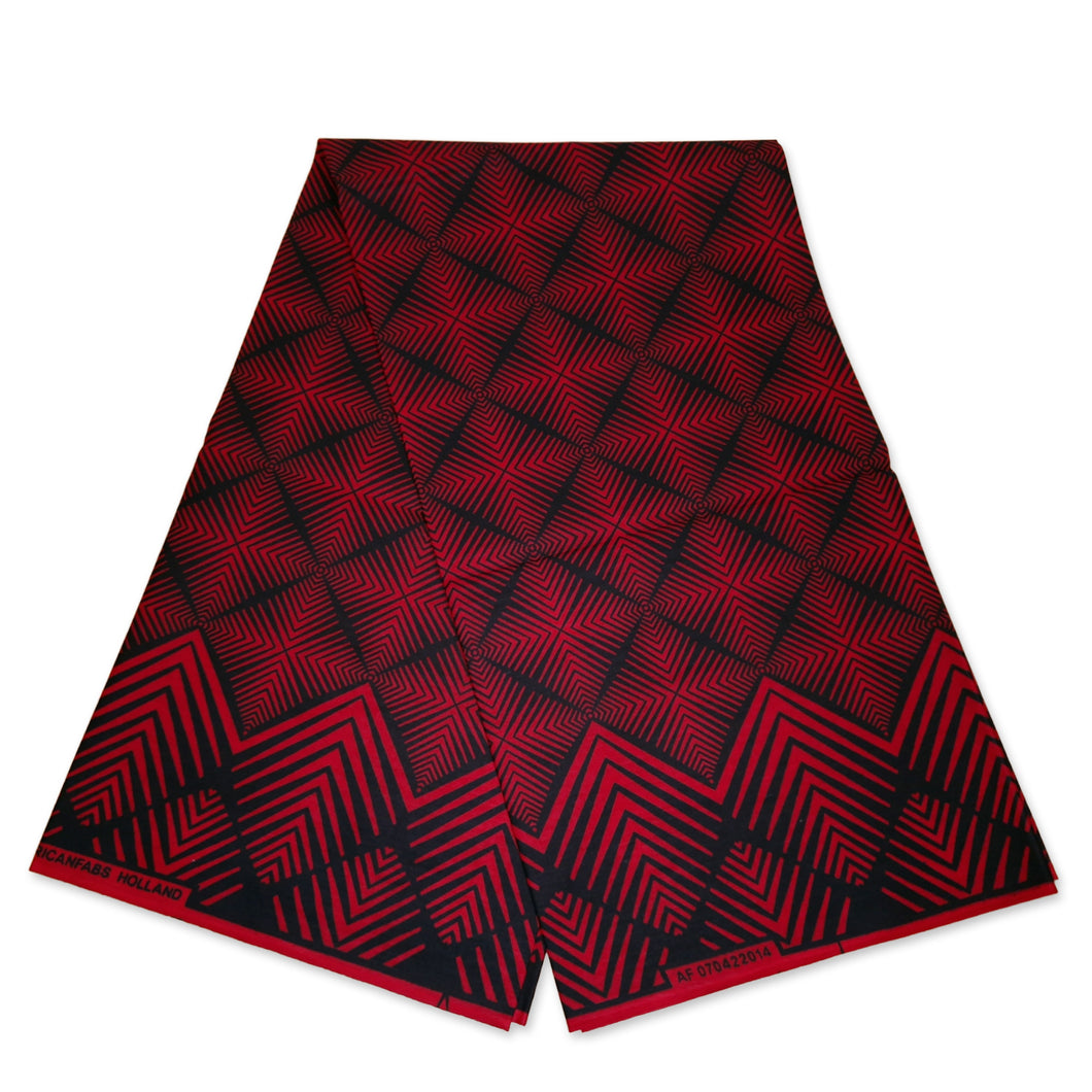 6 Yards - African print fabric - Red fade effect - 100% cotton