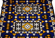 Charger l&#39;image dans la galerie, 6 Yards - Tissu imprimé africain - Bleu Jaune Samakaka / Samacaca (Angola) - 100% coton
