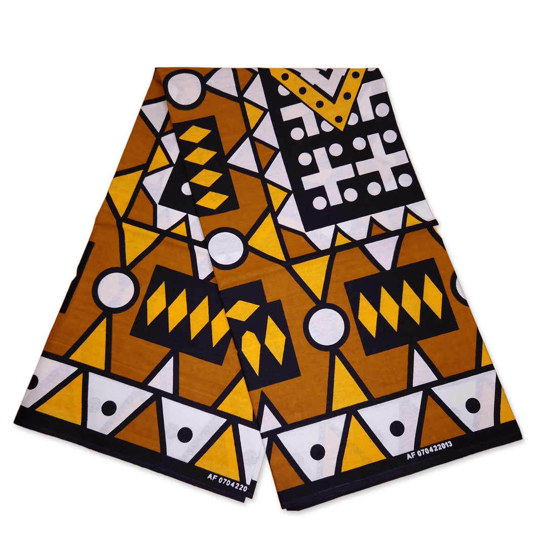 6 Yards - African print fabric - Mustard Yellow Samakaka / Samacaca (Angola) - 100% cotton