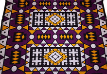 Charger l&#39;image dans la galerie, 6 Yards - Tissu imprimé africain - Violet Jaune Samakaka / Samacaca (Angola) - 100% coton
