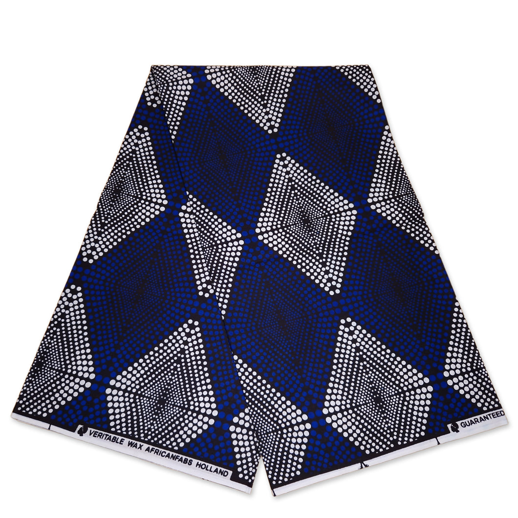 6 Yards - African print fabric - Royal blue diamonds - 100% cotton