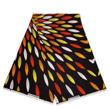 Load image into Gallery viewer, 6 Yards - African print fabric - Black / yellow sunburst - 100% cotton
