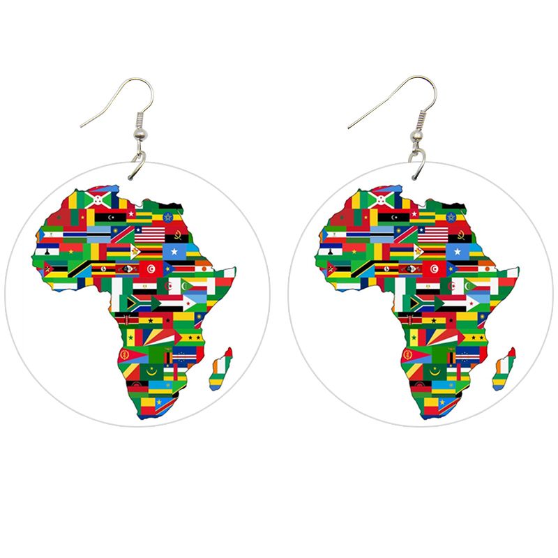 Boucles d'oreilles africaines | Continent africain avec tous les drapeaux de pays