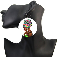 Load image into Gallery viewer, Woman with colorful turban | African inspired earrings

