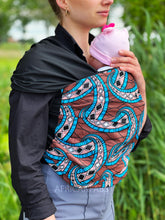 Load image into Gallery viewer, African Print Baby Carrier / Baby sling / baby wrap - Brown / blue

