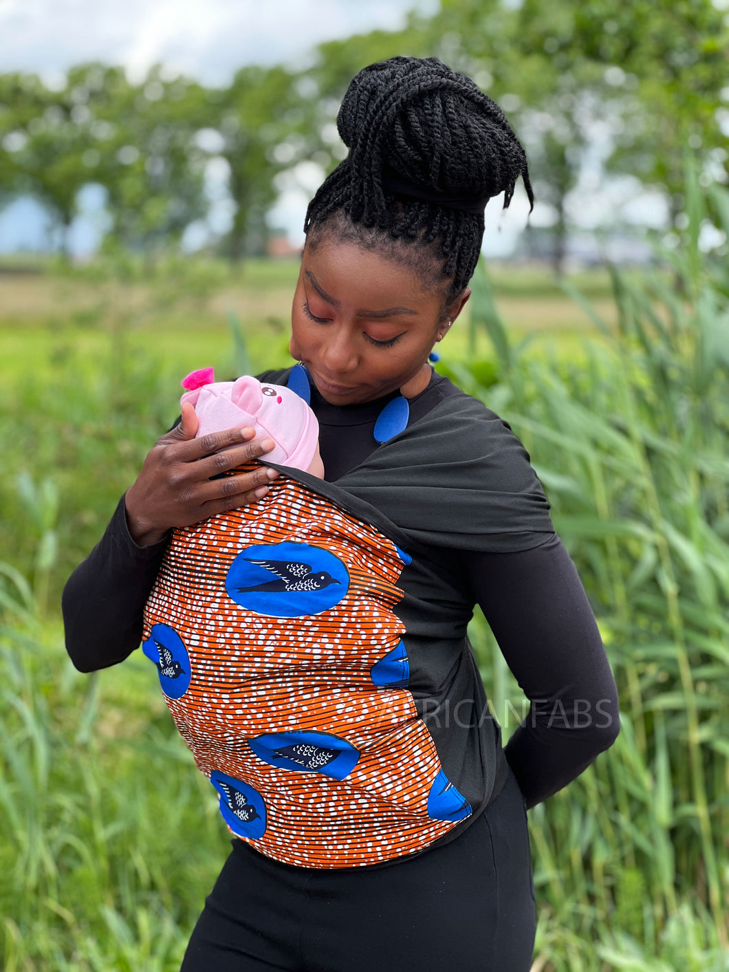 Porte-bébé imprimé africain / Porte-bébé / écharpe de portage - Speed bird orange