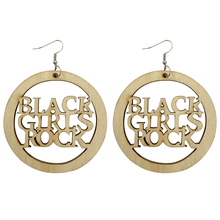 Load image into Gallery viewer, African earrings, wooden earrings | Black girls rock 6cm
