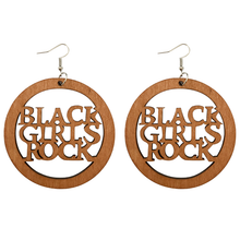 Load image into Gallery viewer, African earrings, wooden earrings | Black girls rock 6cm
