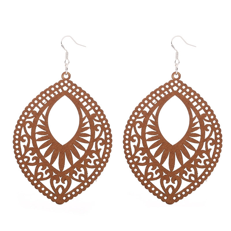 African Print Earrings | Brown Dubai wooden earrings