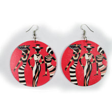 Load image into Gallery viewer, African wooden drop earrings | 3 ladies

