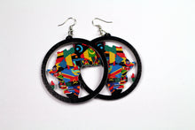 Load image into Gallery viewer, Black wooden earrings | African continent with all country flags

