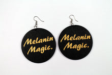 Load image into Gallery viewer, Black wooden African drop earrings | Melanin Magic
