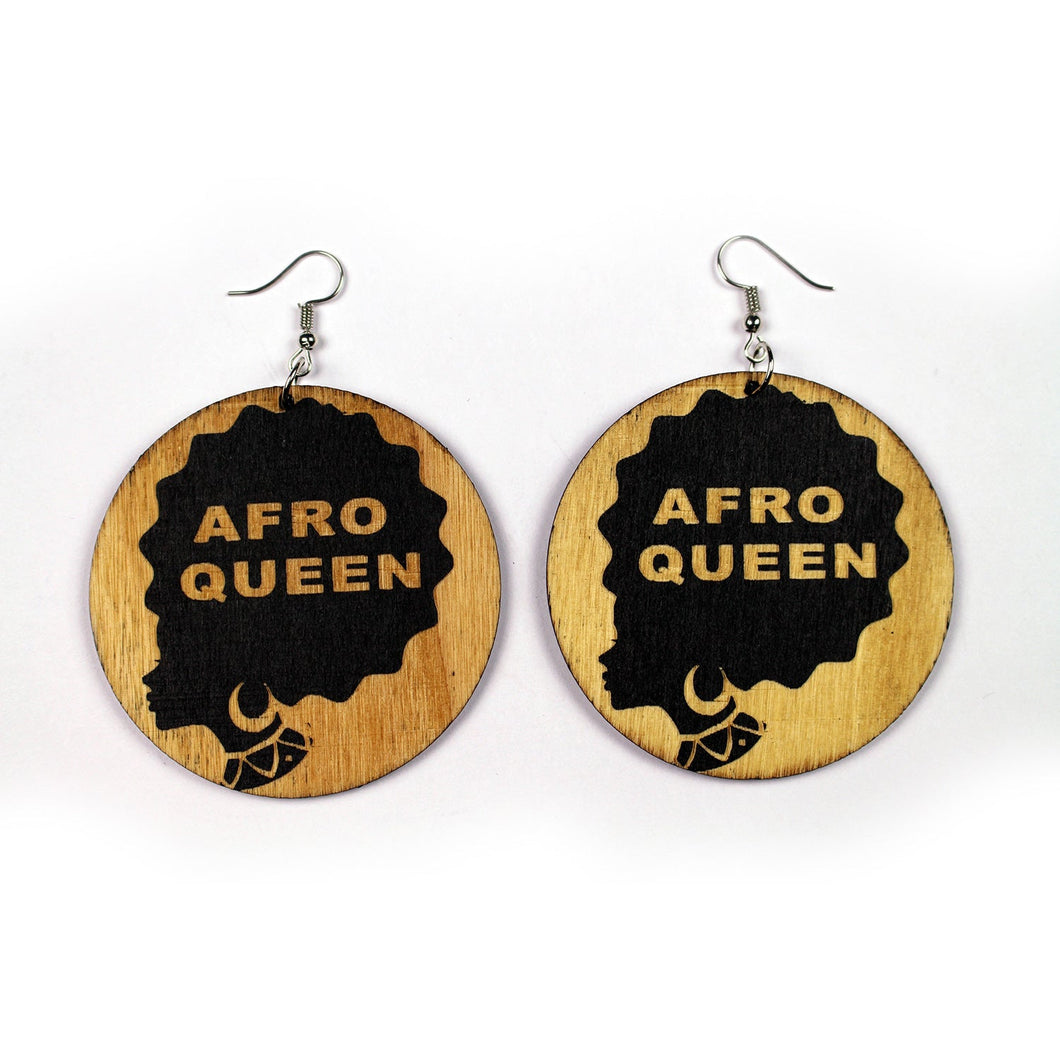 Afrikaanse etnische oorbellen hout | Afro-koningin