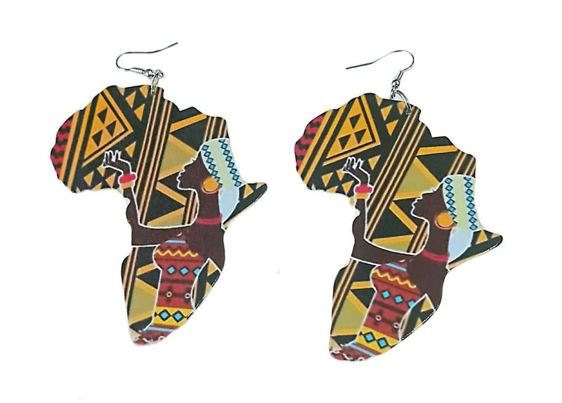 Boucles d'oreilles inspirées de l'Afrique | Femme tribale du continent africain