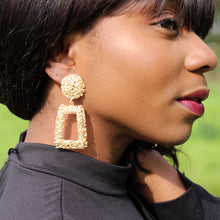 Load image into Gallery viewer, Gold Large Chunky Metal Geometric Drop Earrings
