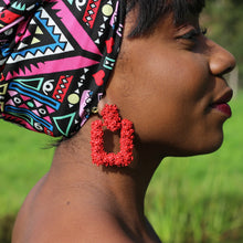 Load image into Gallery viewer, Red Medium Chunky Metal Geometric Drop Earrings
