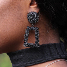 Load image into Gallery viewer, Black Large Chunky Metal Geometric Drop Earrings
