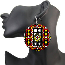 Load image into Gallery viewer, Red Samakaka print Earrings - African Samacaca drop earrings
