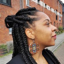 Load image into Gallery viewer, Red Samakaka print Earrings - African Samacaca drop earrings

