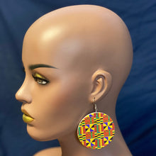 Load image into Gallery viewer, Orange / Yellow Kente print Earrings
