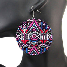 Load image into Gallery viewer, Pink / Blue Tribal - African print drop earrings
