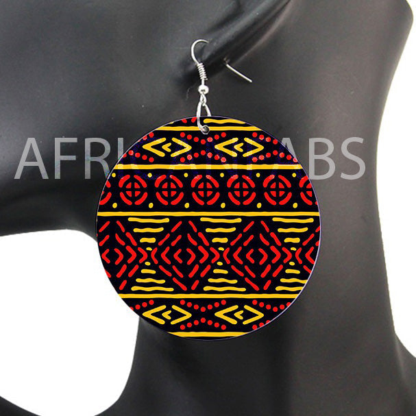 Red yellow mud cloth / bogolan | African inspired earrings