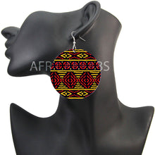 Load image into Gallery viewer, Red yellow mud cloth / bogolan | African inspired earrings

