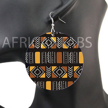 Load image into Gallery viewer, Brown / beige mud cloth / bogolan | African inspired earrings
