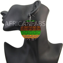 Load image into Gallery viewer, Black / green mud cloth / bogolan | African inspired earrings
