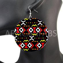 Load image into Gallery viewer, Black / red / yellow mud cloth / bogolan - African inspired earrings
