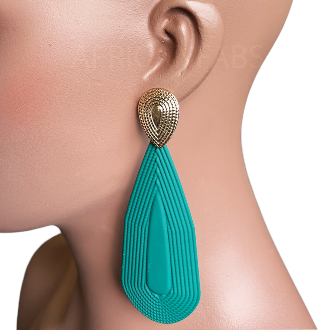 Metal Geometric Earrings / Green