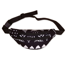 Load image into Gallery viewer, 3 PIECES - African Print Fanny Pack - Black / White bogolan - Ankara Waist Bag / Bum bag / Festival Bag with Adjustable strap
