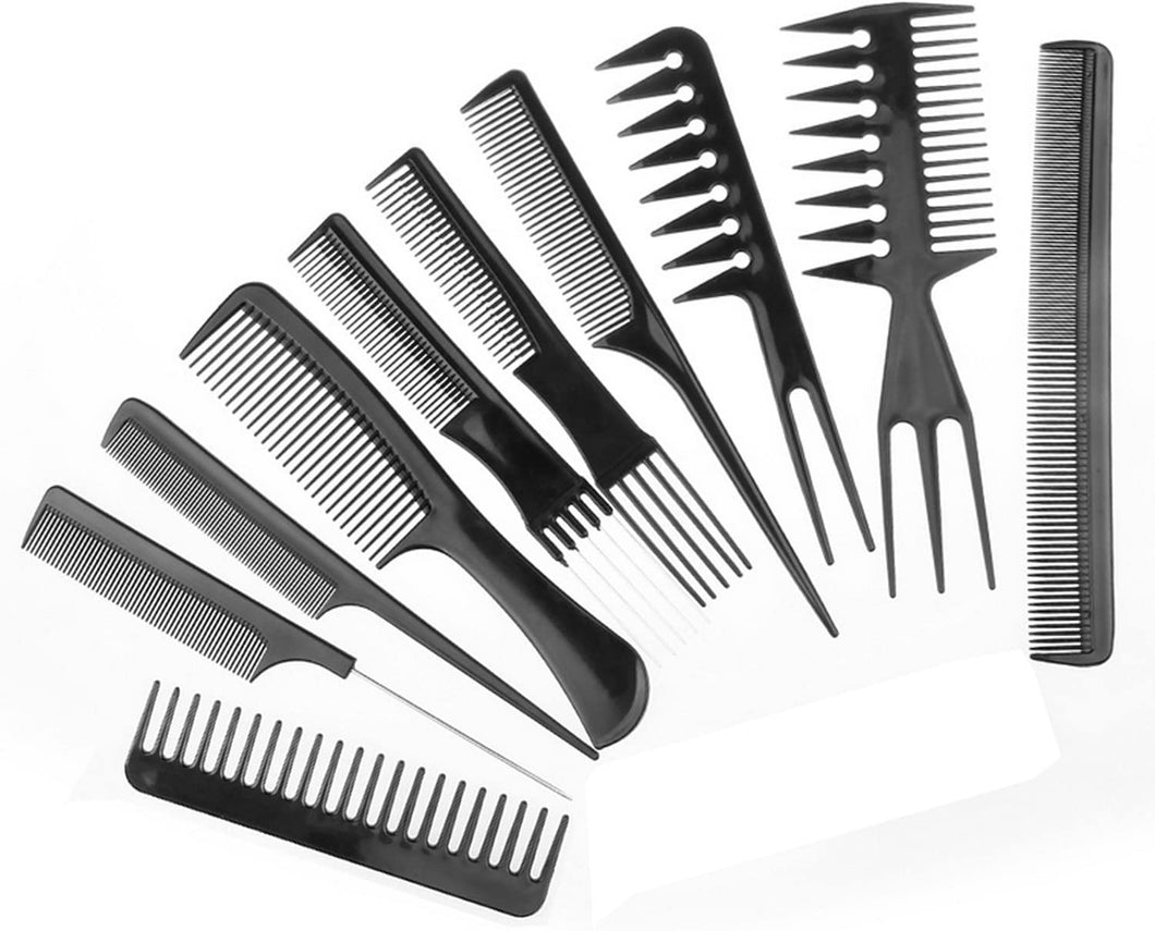 Set de dix peignes de coiffure professionnels - Set de peignes à cheveux - Idéal pour tous les types de cheveux et tous les styles de coiffure
