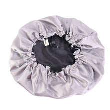 Load image into Gallery viewer, 10 pieces - Black / Grey Satin Hair Bonnet ( Reversable Satin Night sleep cap )
