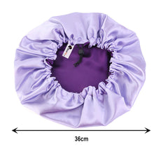 Load image into Gallery viewer, 10 pieces - Purple Satin Hair Bonnet ( Reversable Satin Night sleep cap )
