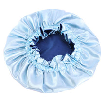Load image into Gallery viewer, 10 pieces - Blue Satin Hair Bonnet (Kids / Children&#39;s size 3-7 years) (Reversable Satin Night sleep cap)

