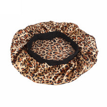 Load image into Gallery viewer, 10 pieces - Leopard print Satin Hair Bonnet ( Satin Night sleep cap )
